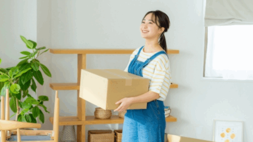 荷物を持つ女性